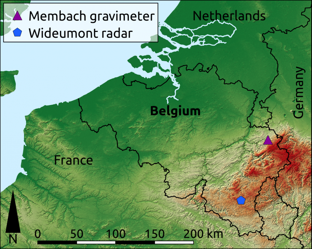 Radar and gravimeter locations