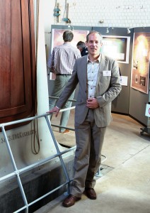 Martin Groenewegen next to the big 45 cm-refractor of the Royal Observatory of Belgium