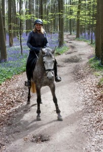 Véronique Dehant on her horse.