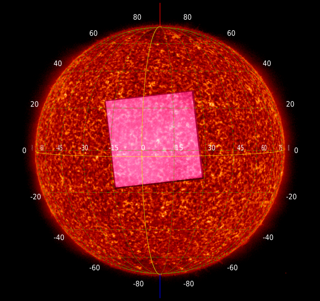 Big red sun with an inset image of part of it in pink