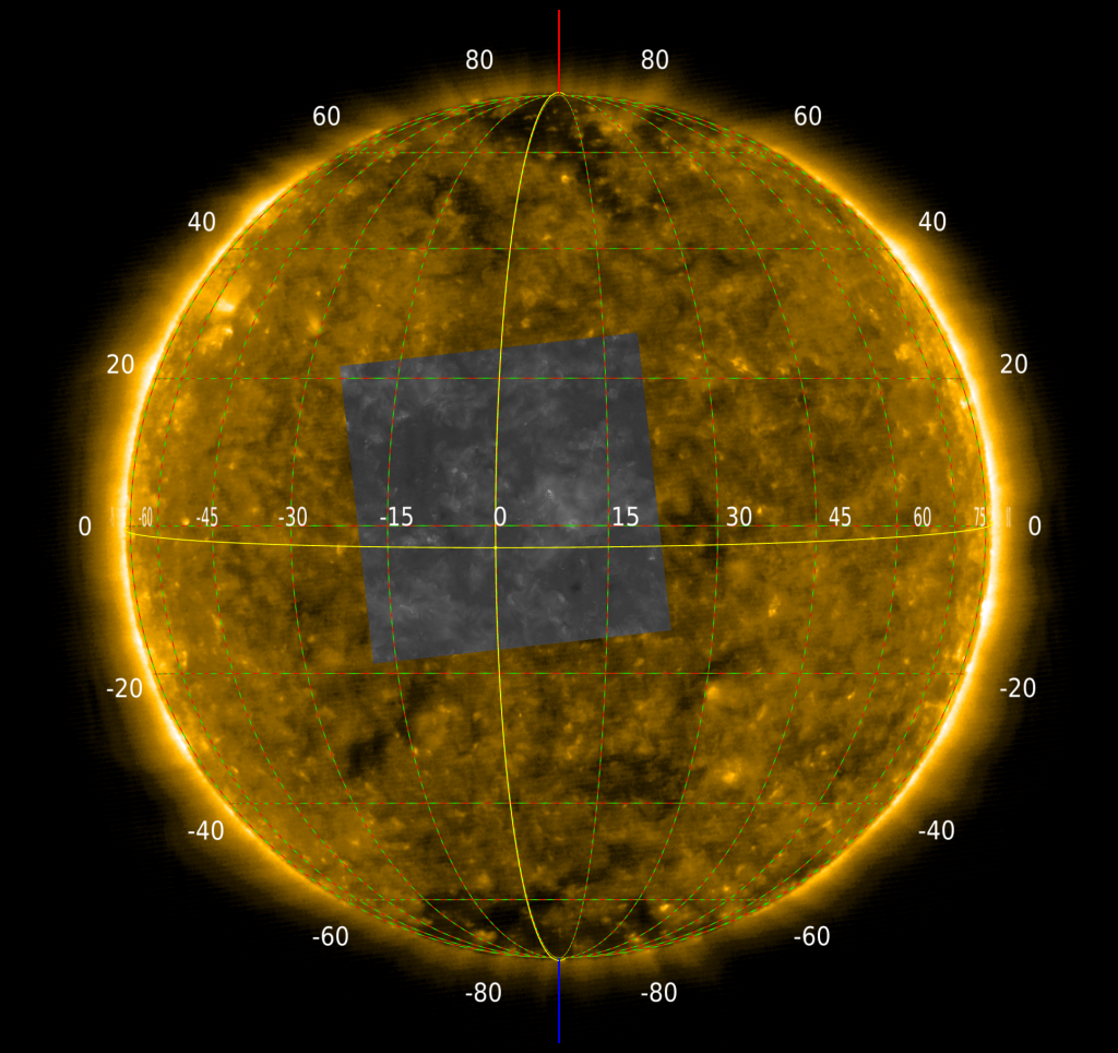 Big yellow sun with an inset image of part of it in gray