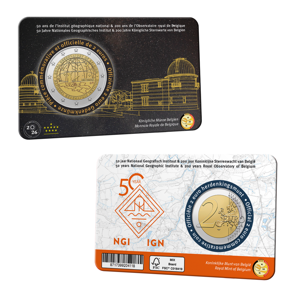 Cards with a coin embedded in each one